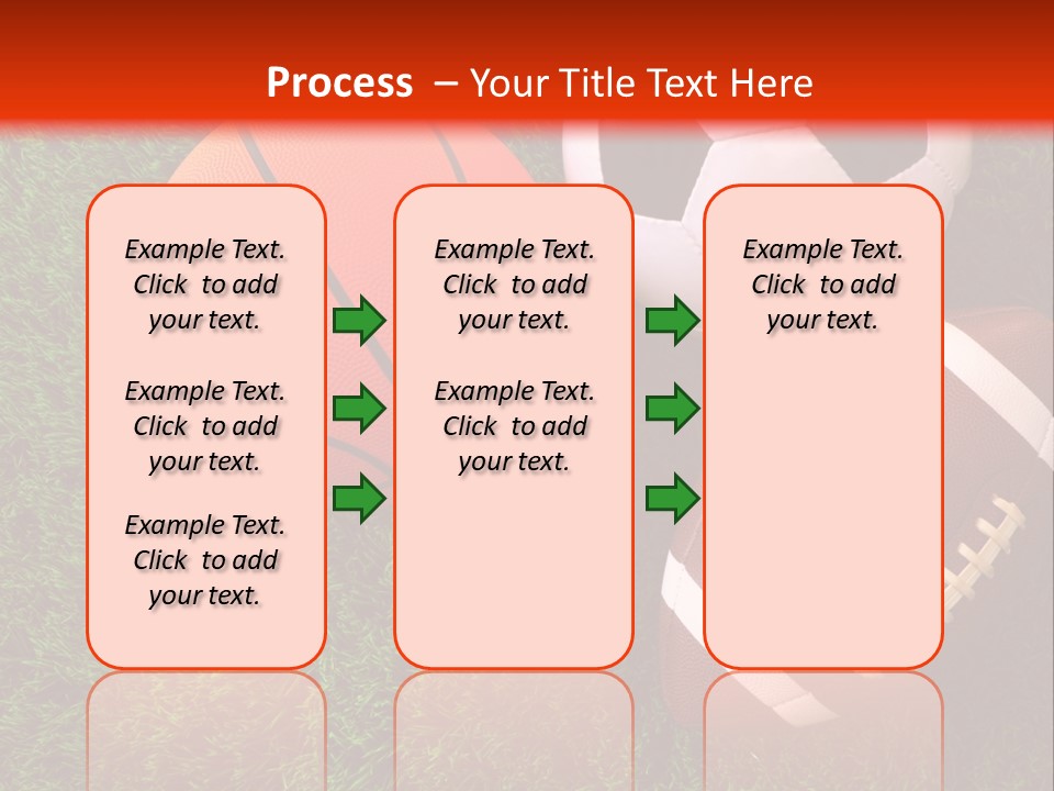Three Sports Balls And A Basketball On The Grass PowerPoint Template