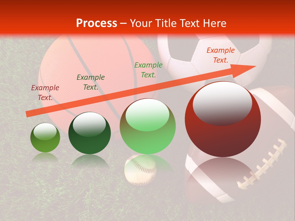 Three Sports Balls And A Basketball On The Grass PowerPoint Template