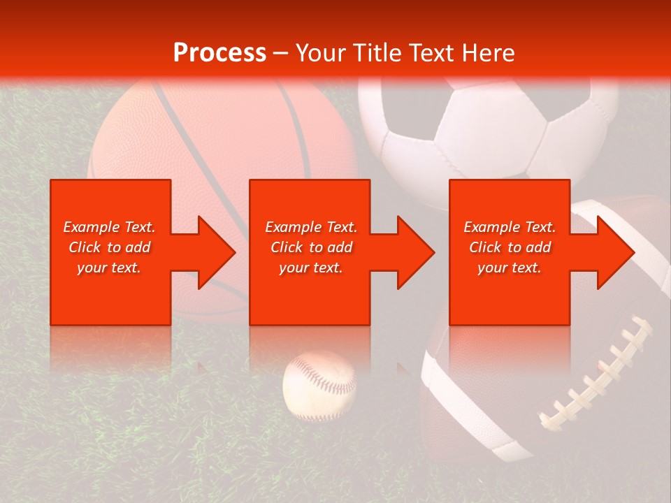 Three Sports Balls And A Basketball On The Grass PowerPoint Template
