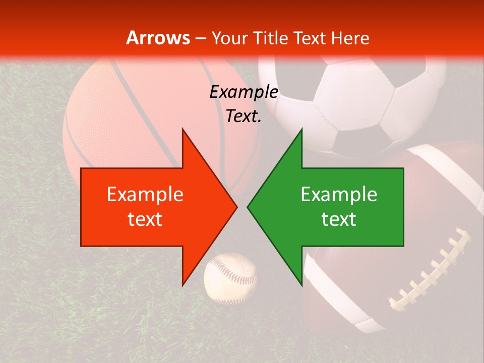 Three Sports Balls And A Basketball On The Grass PowerPoint Template