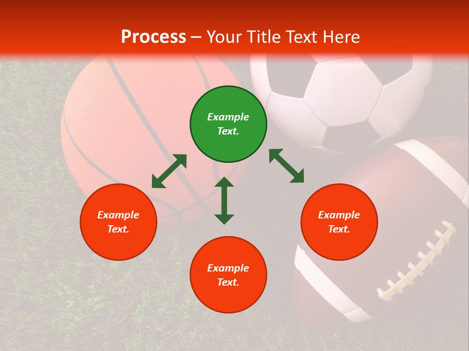Three Sports Balls And A Basketball On The Grass PowerPoint Template