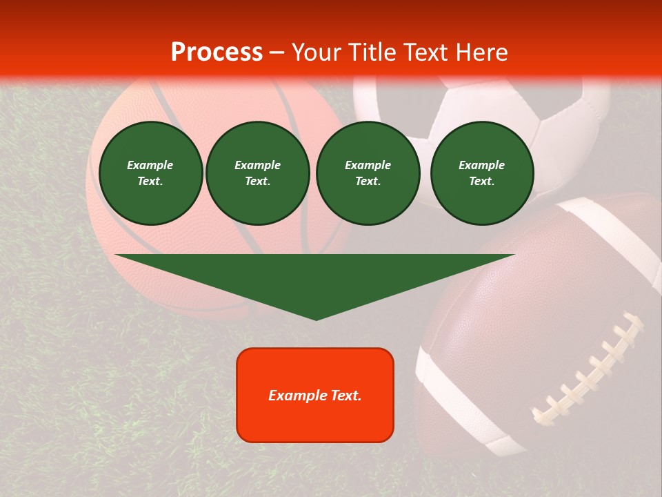 Three Sports Balls And A Basketball On The Grass PowerPoint Template