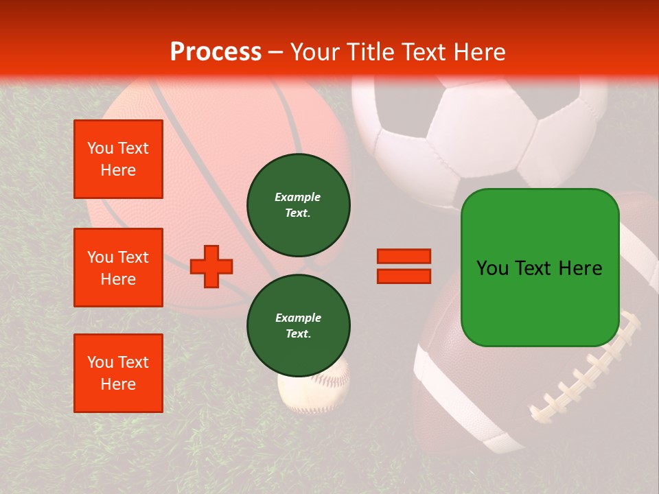 Three Sports Balls And A Basketball On The Grass PowerPoint Template