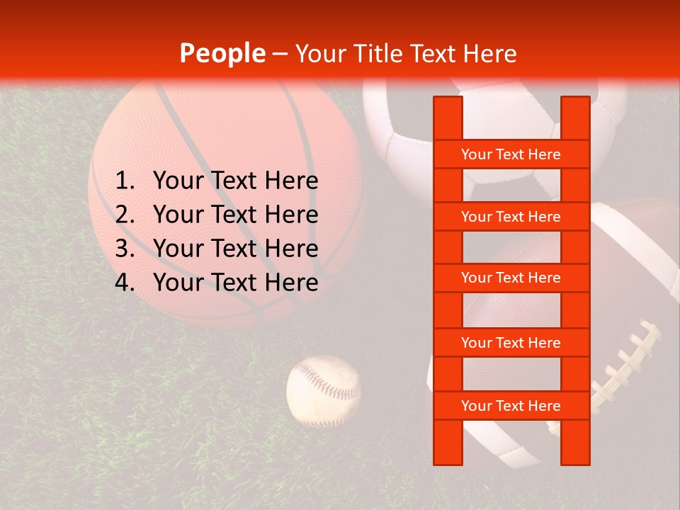 Three Sports Balls And A Basketball On The Grass PowerPoint Template
