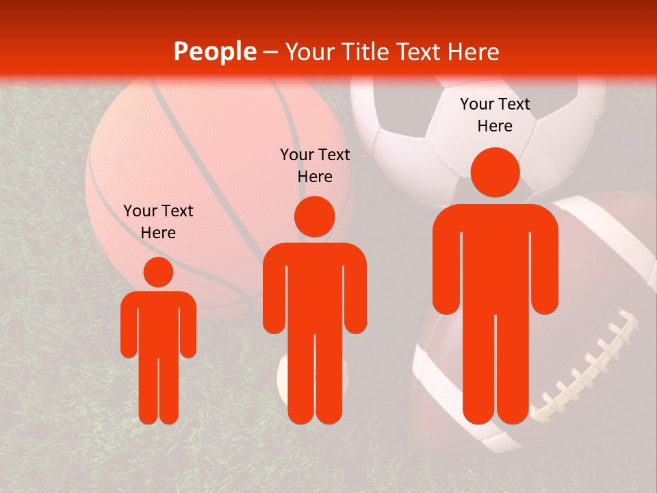 Three Sports Balls And A Basketball On The Grass PowerPoint Template