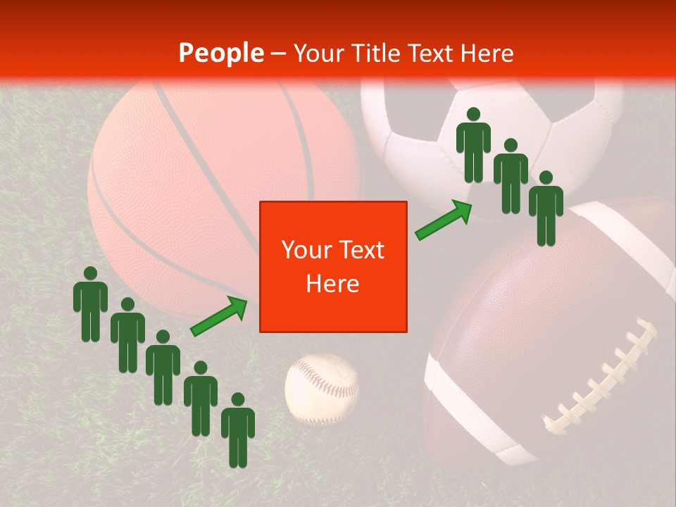 Three Sports Balls And A Basketball On The Grass PowerPoint Template