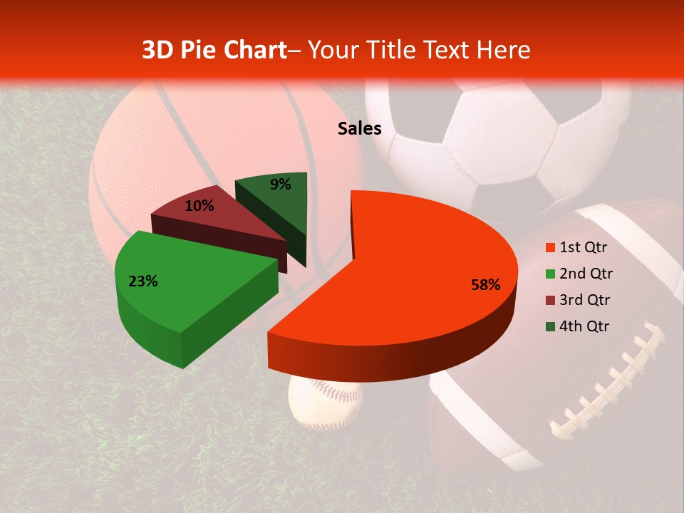 Three Sports Balls And A Basketball On The Grass PowerPoint Template