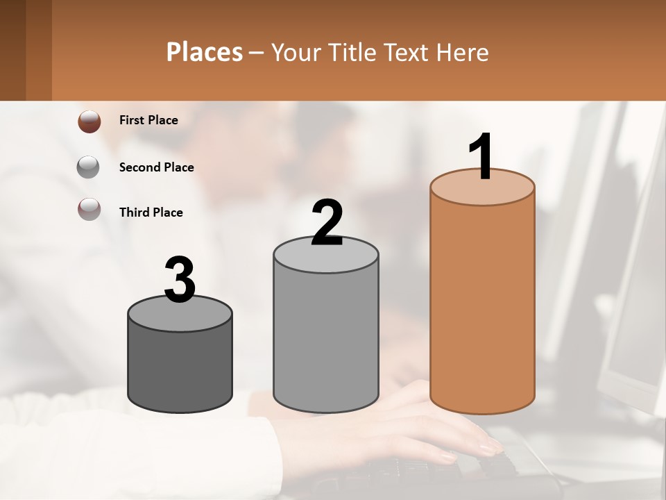 A Group Of People Working On Computers In A Row PowerPoint Template