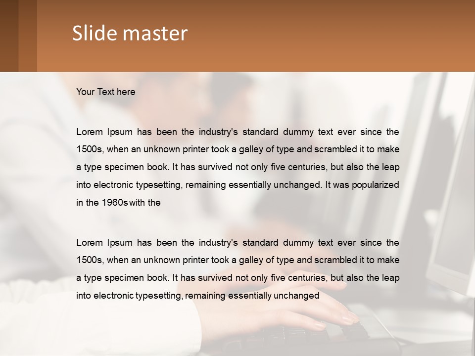 A Group Of People Working On Computers In A Row PowerPoint Template