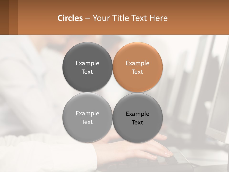 A Group Of People Working On Computers In A Row PowerPoint Template