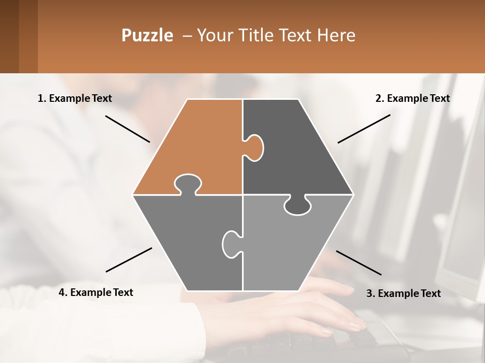 A Group Of People Working On Computers In A Row PowerPoint Template