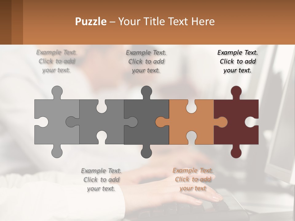 A Group Of People Working On Computers In A Row PowerPoint Template