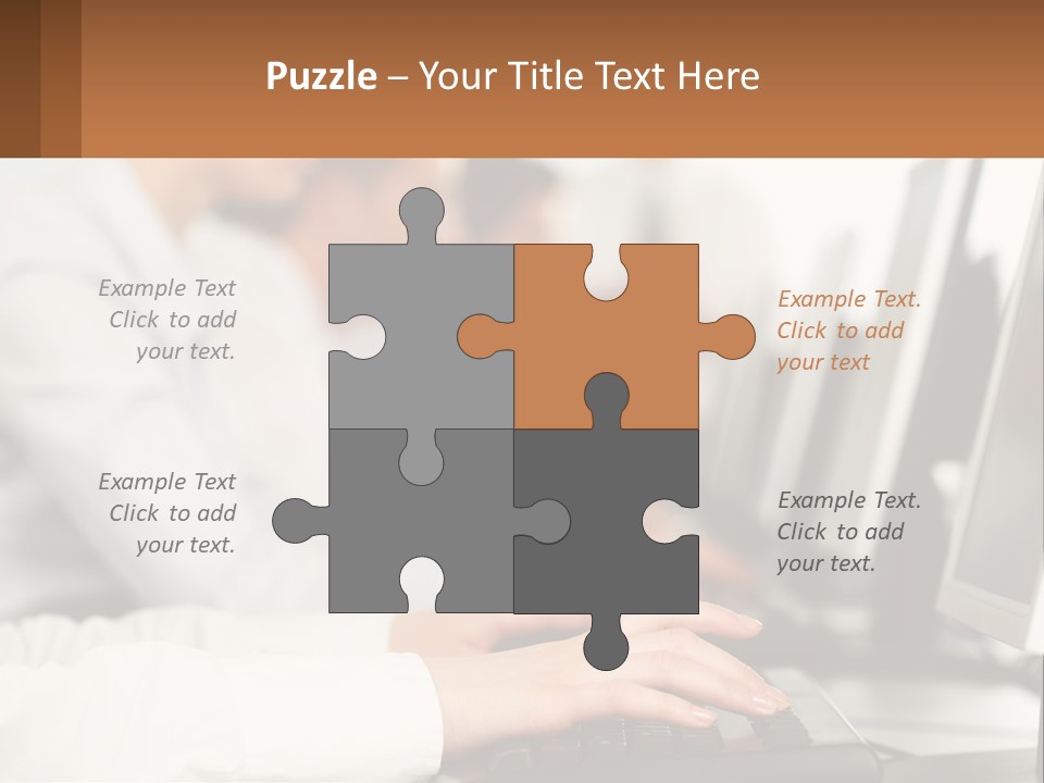 A Group Of People Working On Computers In A Row PowerPoint Template