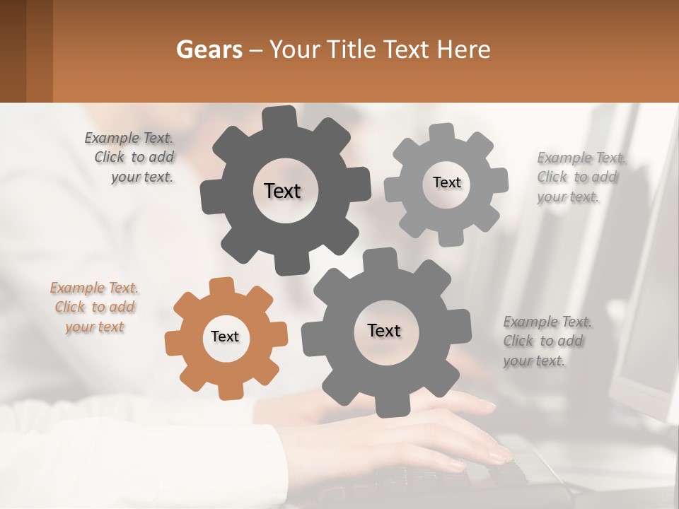 A Group Of People Working On Computers In A Row PowerPoint Template