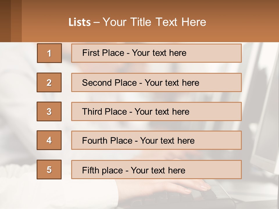 A Group Of People Working On Computers In A Row PowerPoint Template