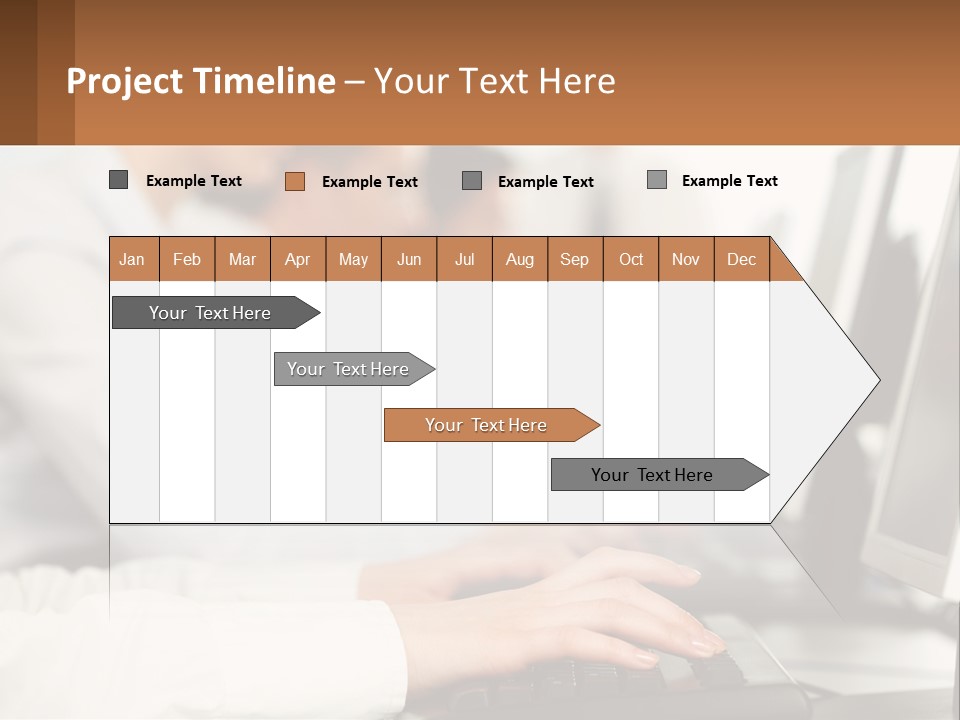A Group Of People Working On Computers In A Row PowerPoint Template