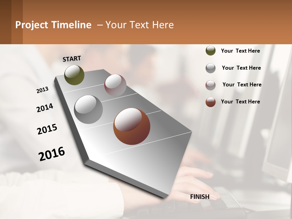 A Group Of People Working On Computers In A Row PowerPoint Template