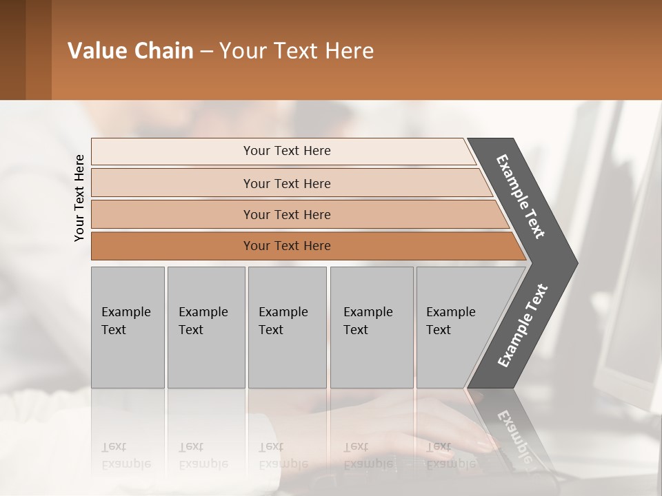 A Group Of People Working On Computers In A Row PowerPoint Template