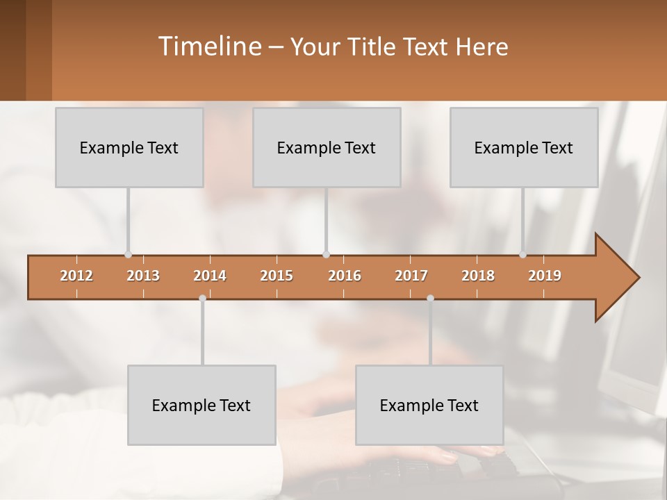 A Group Of People Working On Computers In A Row PowerPoint Template