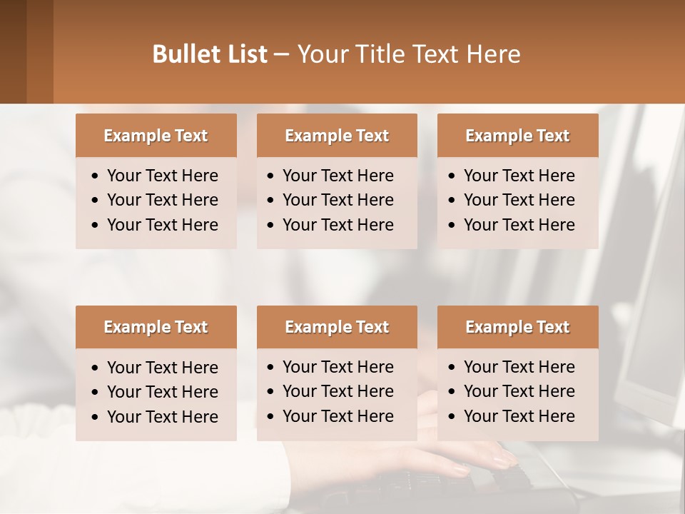 A Group Of People Working On Computers In A Row PowerPoint Template