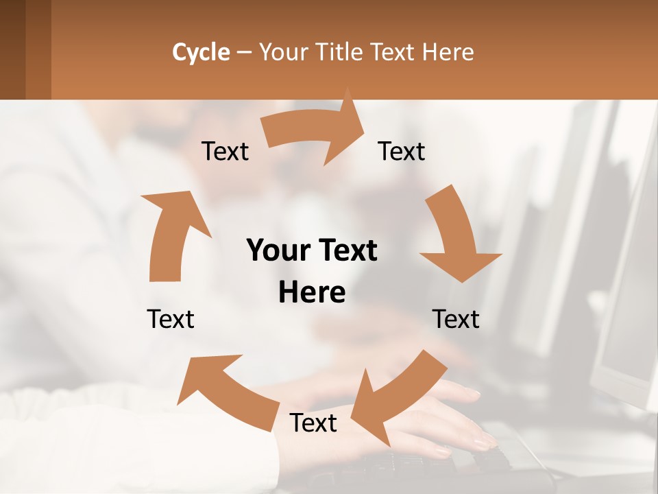 A Group Of People Working On Computers In A Row PowerPoint Template