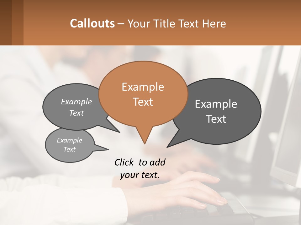 A Group Of People Working On Computers In A Row PowerPoint Template