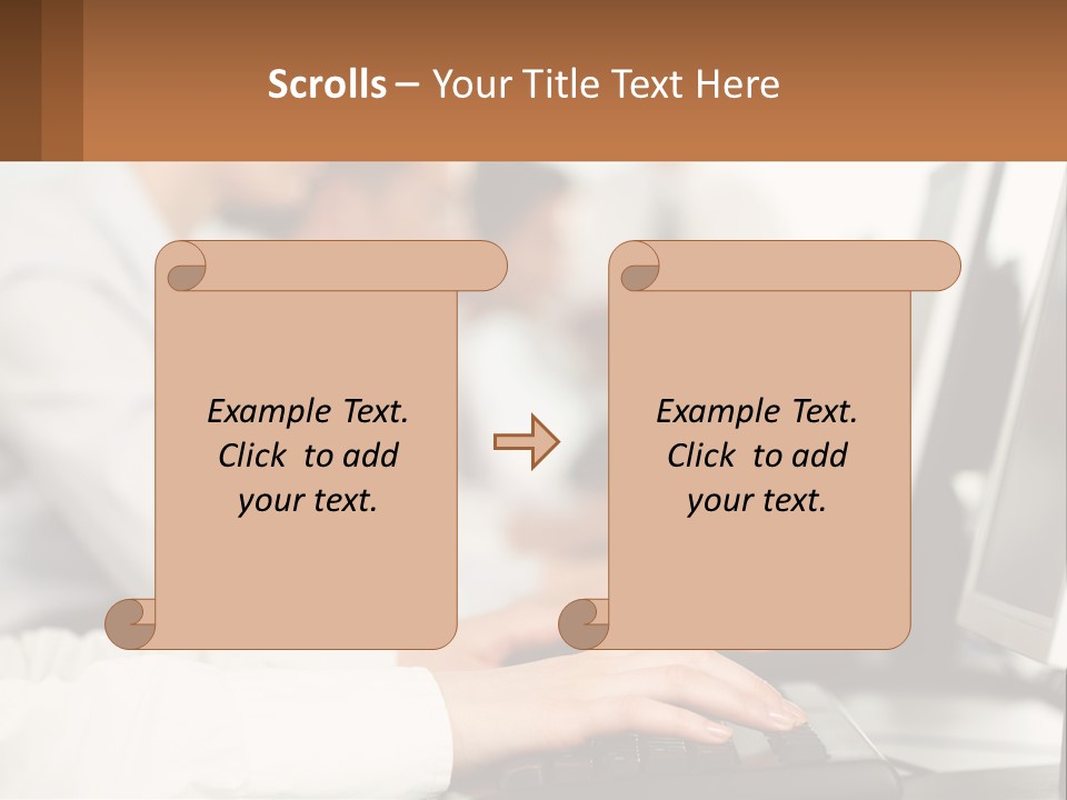 A Group Of People Working On Computers In A Row PowerPoint Template