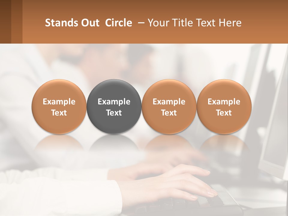 A Group Of People Working On Computers In A Row PowerPoint Template