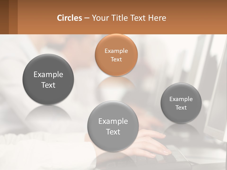 A Group Of People Working On Computers In A Row PowerPoint Template