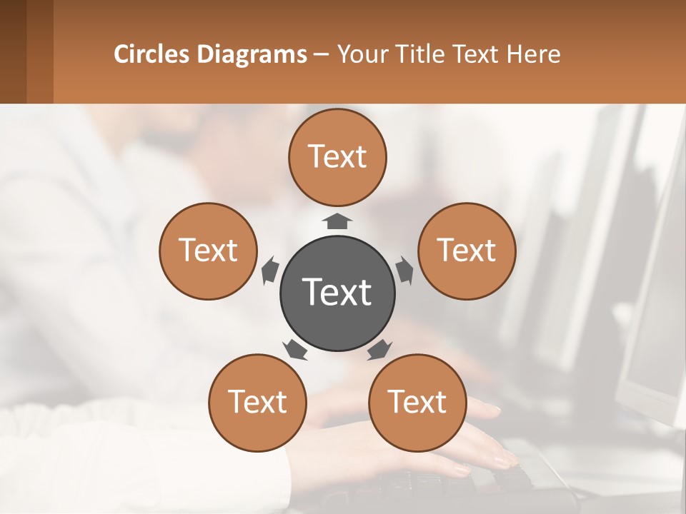 A Group Of People Working On Computers In A Row PowerPoint Template