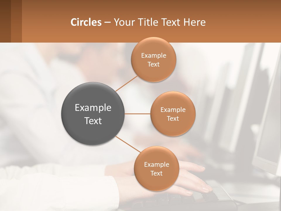 A Group Of People Working On Computers In A Row PowerPoint Template