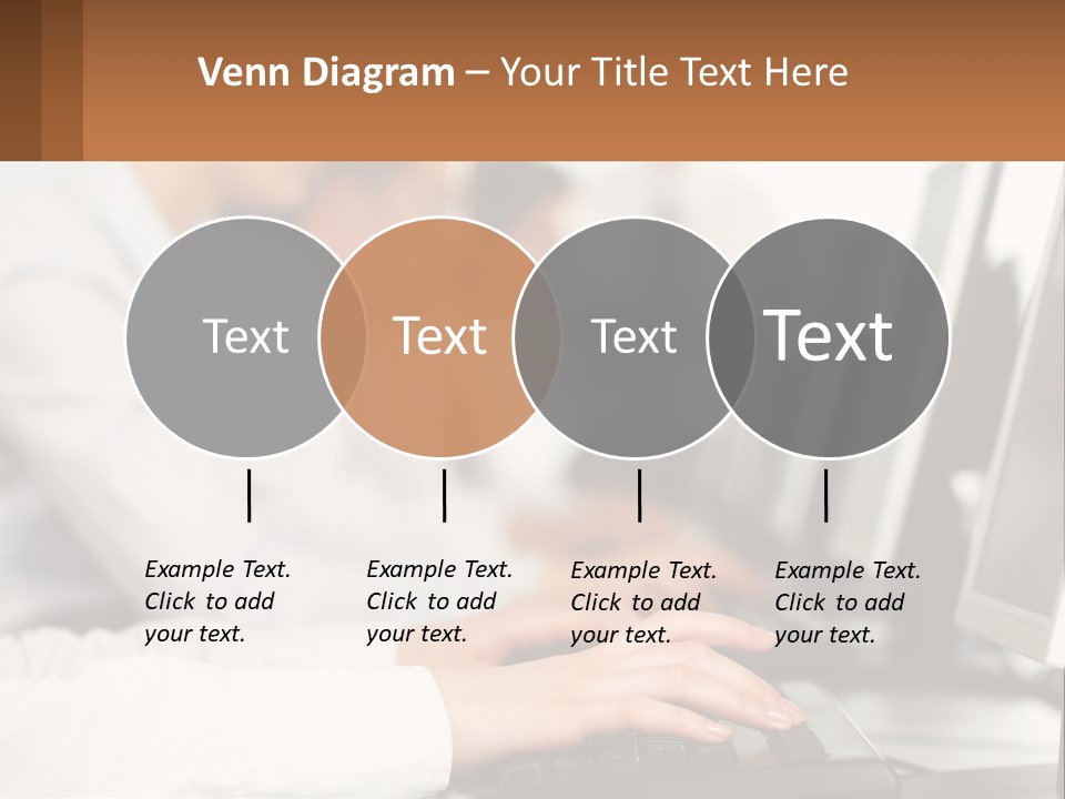 A Group Of People Working On Computers In A Row PowerPoint Template