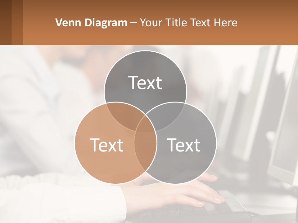 A Group Of People Working On Computers In A Row PowerPoint Template
