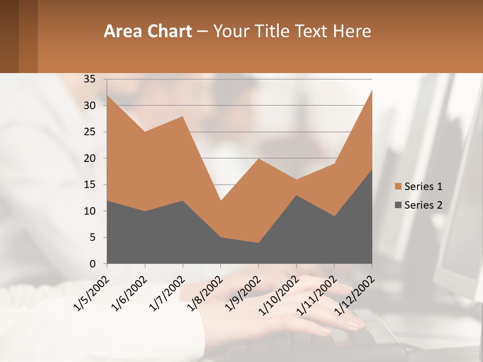 A Group Of People Working On Computers In A Row PowerPoint Template