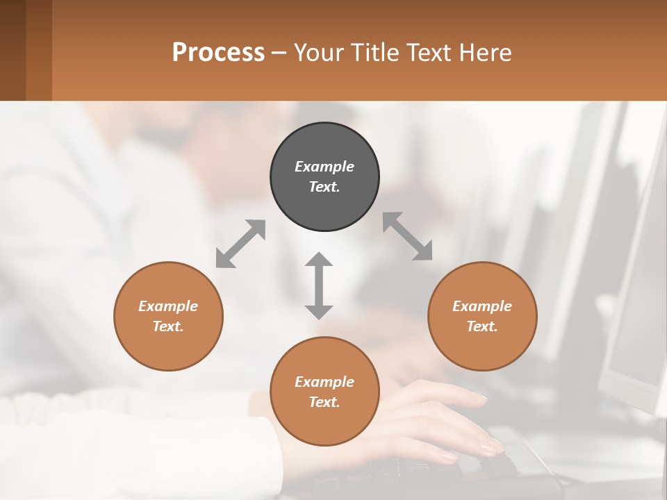 A Group Of People Working On Computers In A Row PowerPoint Template