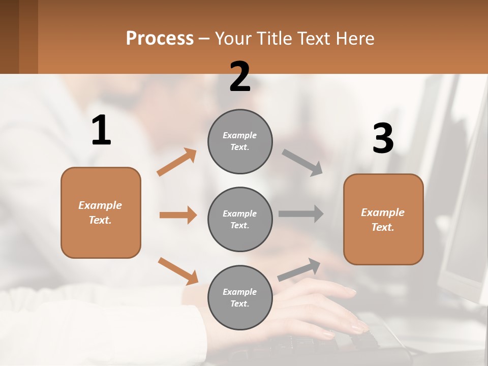 A Group Of People Working On Computers In A Row PowerPoint Template