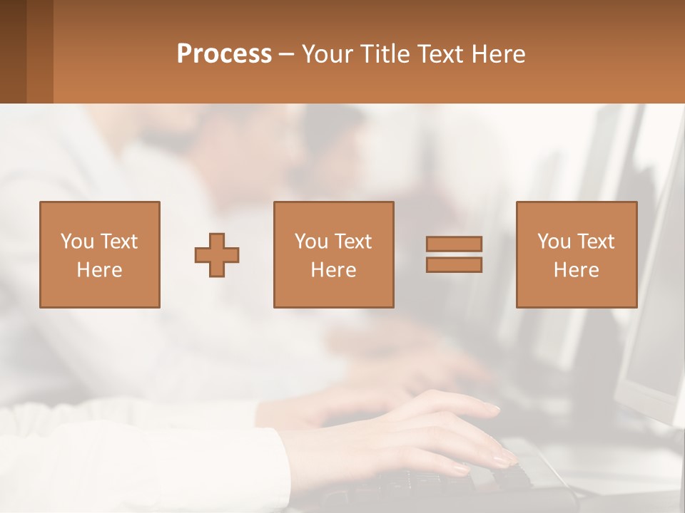 A Group Of People Working On Computers In A Row PowerPoint Template