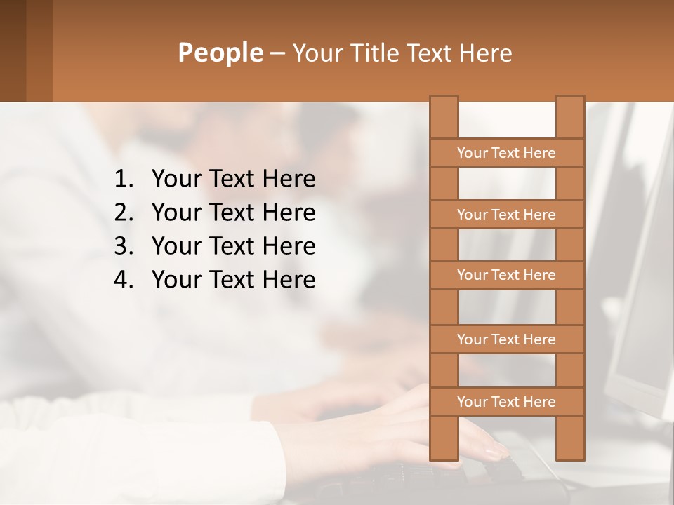 A Group Of People Working On Computers In A Row PowerPoint Template