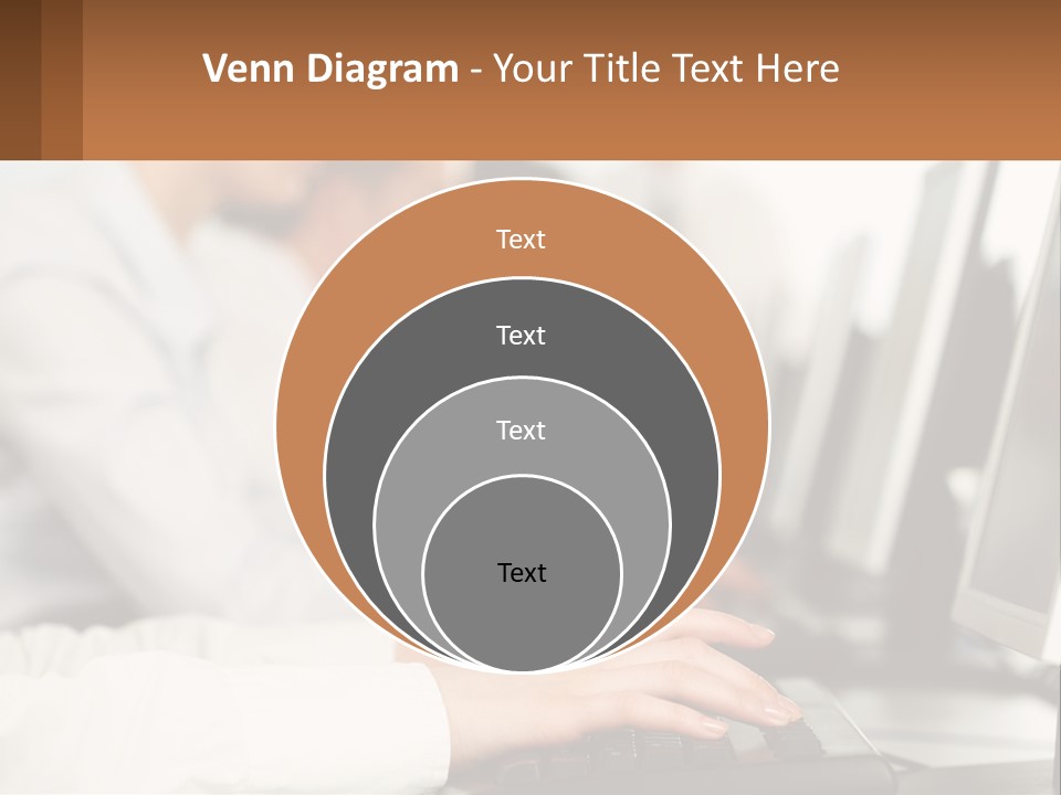 A Group Of People Working On Computers In A Row PowerPoint Template