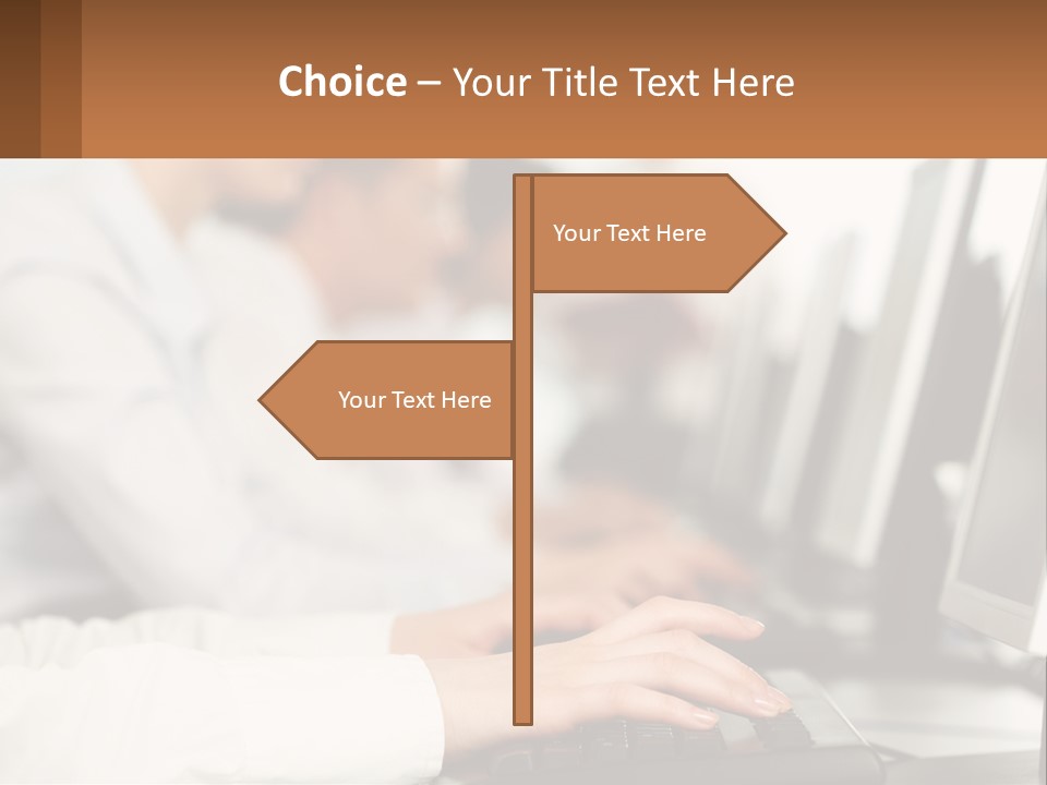 A Group Of People Working On Computers In A Row PowerPoint Template