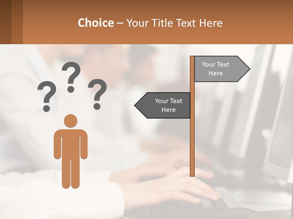 A Group Of People Working On Computers In A Row PowerPoint Template