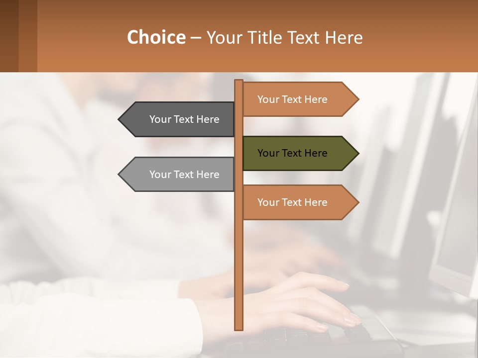 A Group Of People Working On Computers In A Row PowerPoint Template