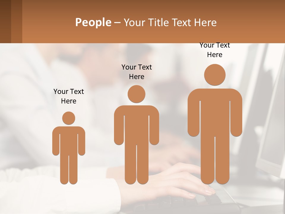 A Group Of People Working On Computers In A Row PowerPoint Template