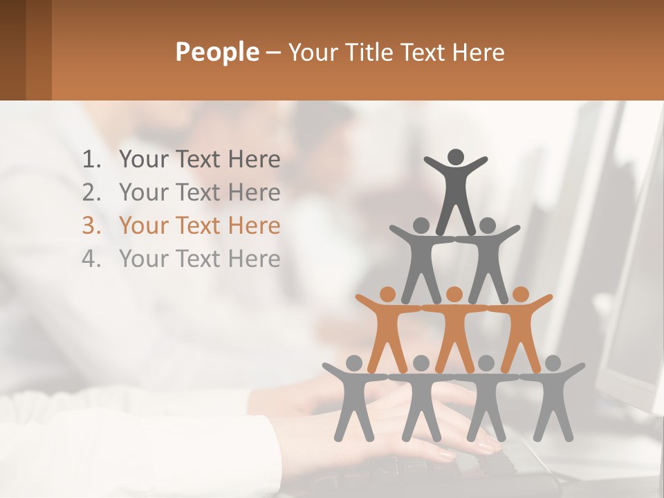 A Group Of People Working On Computers In A Row PowerPoint Template