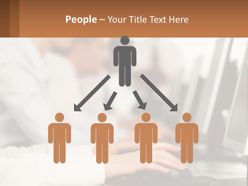 A Group Of People Working On Computers In A Row PowerPoint Template