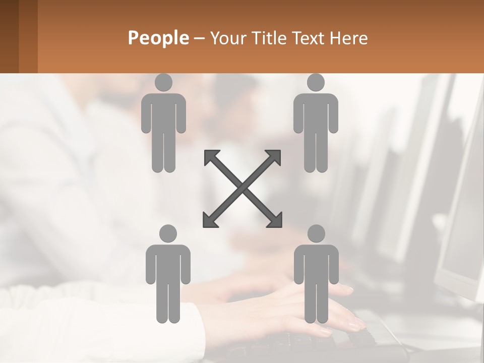 A Group Of People Working On Computers In A Row PowerPoint Template