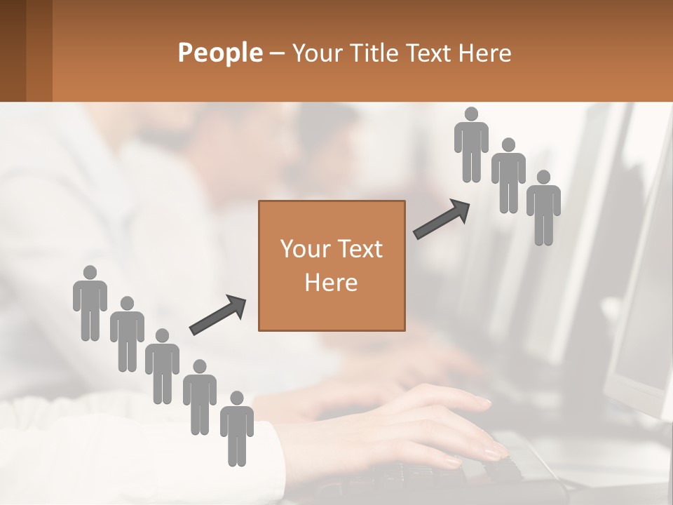 A Group Of People Working On Computers In A Row PowerPoint Template