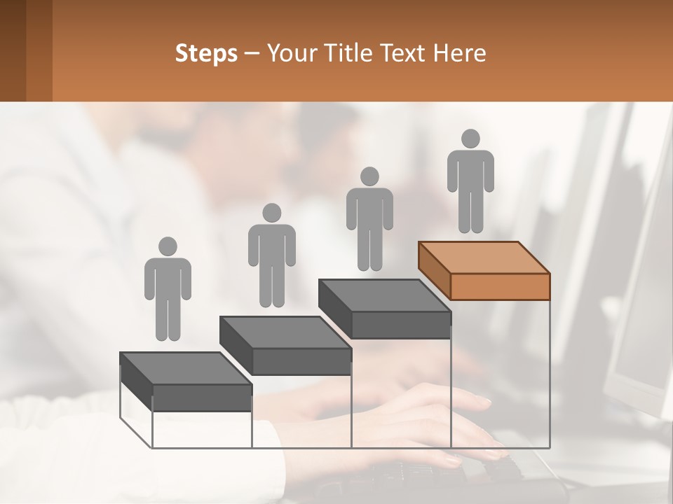 A Group Of People Working On Computers In A Row PowerPoint Template