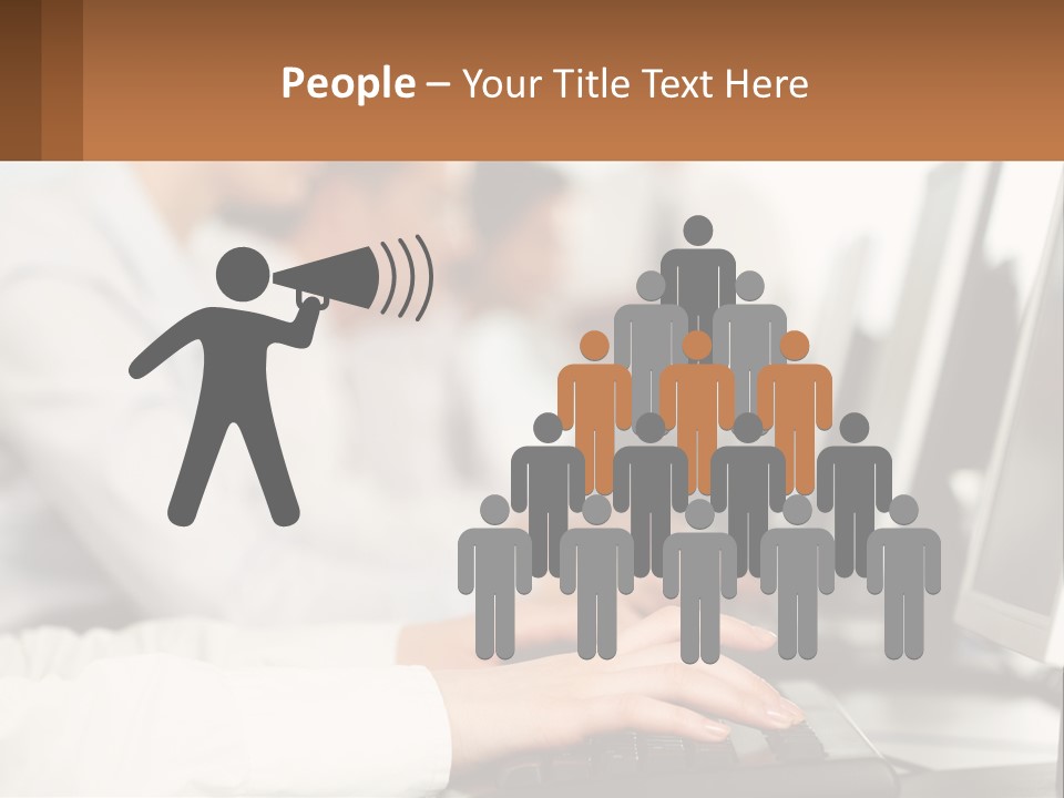 A Group Of People Working On Computers In A Row PowerPoint Template