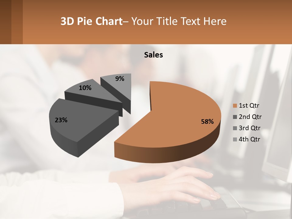 A Group Of People Working On Computers In A Row PowerPoint Template